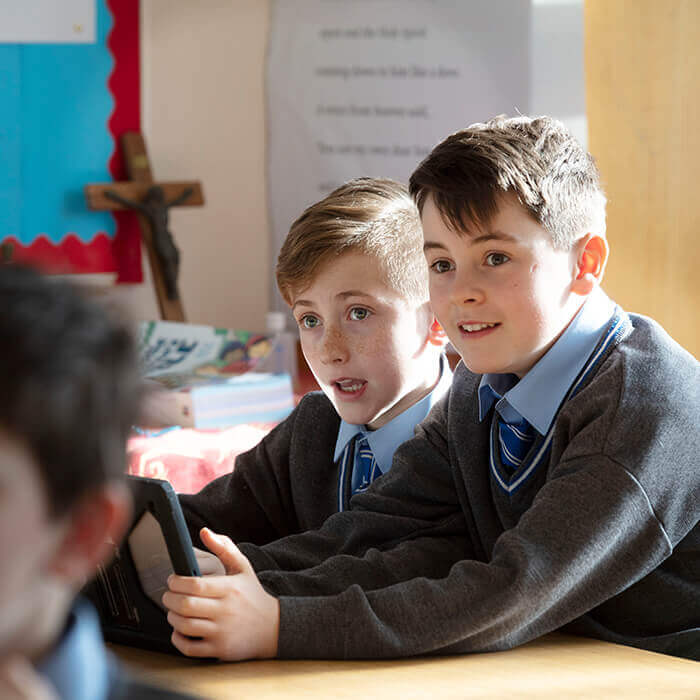 Students using tablets to learn at Star of the Sea Sandymount